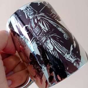 Taza Cromada Plateada Darth Starwars Personalizada Con Nombre